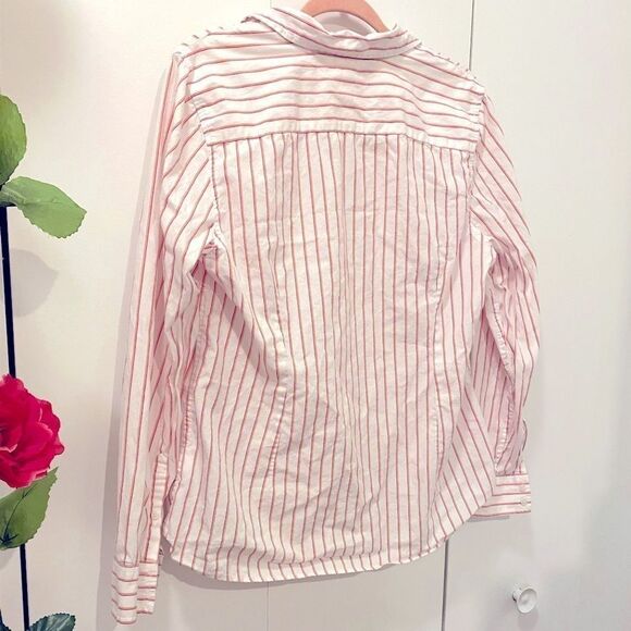 🌷 Tommy Hilfiger🌷Red Pink & White Striped Button Down Shirt   - Picture 3 of 8